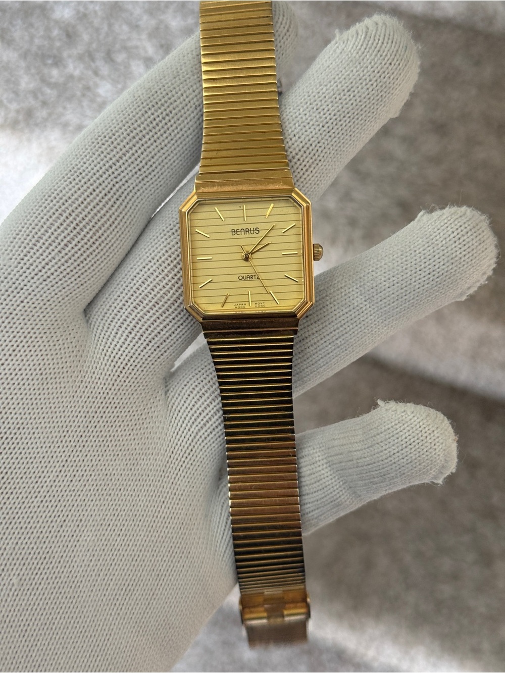 Benrus vintage Gold Tone tank Quartz Watch Mens